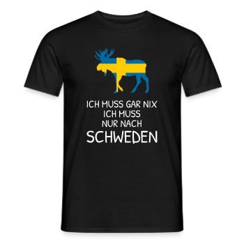 Ich Muss Gar Nix - Ich Muss Nur Nach Schweden - Männer T-Shirt - Schwarz - Vorne - AI Model Male 178 light (178cm)