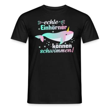 Einhorn – Shirt Magie Schwimmen Mädchen Geschenk - Männer T-Shirt - Schwarz - Vorne - AI Model Male 178 light (178cm)
