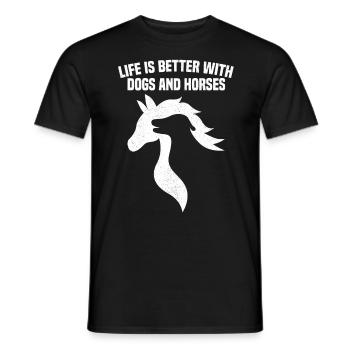 Dog Horses Say Dog Lover & Rider - Men's T-Shirt - black - Front - AI Model Male 178 light (178cm)