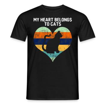 Cat amoureux de chat de la Saint-Valentin - T-shirt homme - noir - Devant - AI Model Male 178 light (178cm)