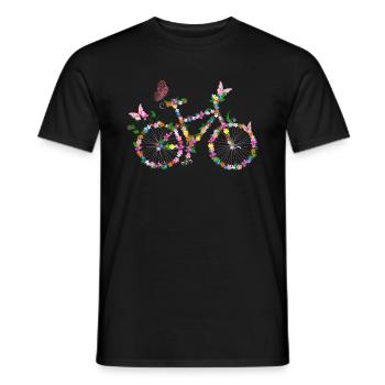 Vélo avec fleurs - T-shirt homme - noir - Devant - AI Model Male 178 light (178cm)