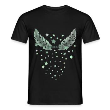feather rain - Men's T-Shirt - black - Front - AI Model Male 178 light (178cm)