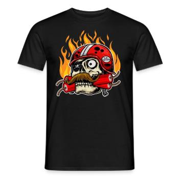 Motorsport Skull Motorcyclist - Men's T-Shirt - black - Front - AI Model Male 178 light (178cm)