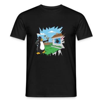 Tux Linux Penguin a tiré fenêtre avec Apple - T-shirt homme - noir - Devant - AI Model Male 178 light (178cm)