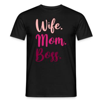 Wife Mom Boss Mama le vrai boss girl power - T-shirt homme - noir - Devant - AI Model Male 178 light (178cm)