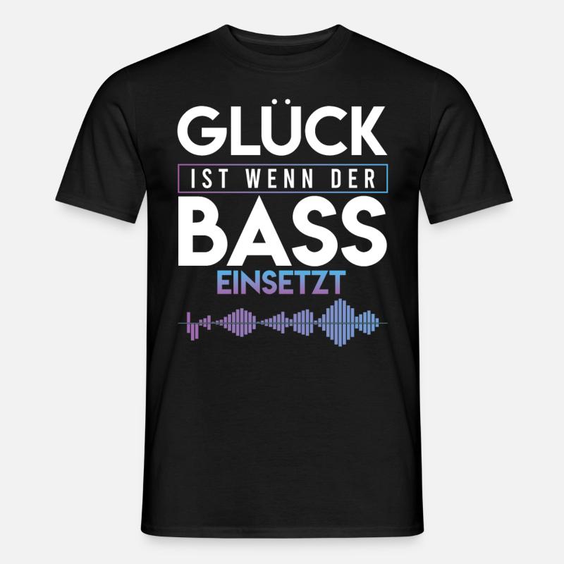 Glück ist wenn der Bass einsetzt Goa Techno Dubst - Männer T-Shirt - Schwarz