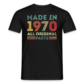 Made in 1970 Original Parts Vintage Birthday - Men's T-Shirt - black - Front - AI Model Male 178 light (178cm)