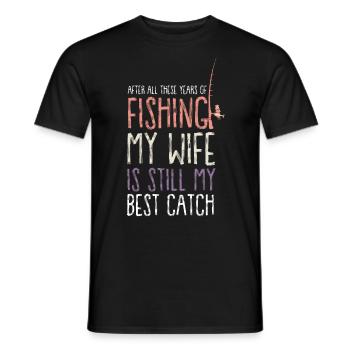 fishing fishing fishing fishing fishermen angler fish - Men's T-Shirt - black - Front - AI Model Male 178 light (178cm)
