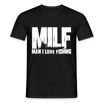 fishing fishing fishing fishing fishermen angler fish - Men's T-Shirt - black - Front - AI Model Male 178 light (178cm)