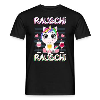 Einhorn Unicorn trinken feiern saufen schnaps alko - Männer T-Shirt - Schwarz - Vorne - AI Model Male 178 light (178cm)