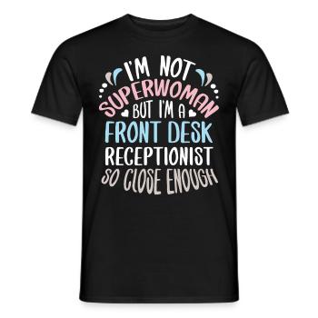 Receptionist Reception Job Pension Reception Hotel - Men's T-Shirt - black - Front - AI Model Male 178 light (178cm)