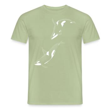Killer Whales - Men's T-Shirt - sage - Front - AI Model Male 178 light (178cm)