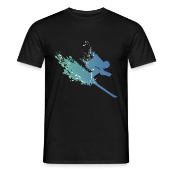 skiing winter sports skiing holiday skier wint - Men's T-Shirt - black - Front - AI Model Male 178 light (178cm)