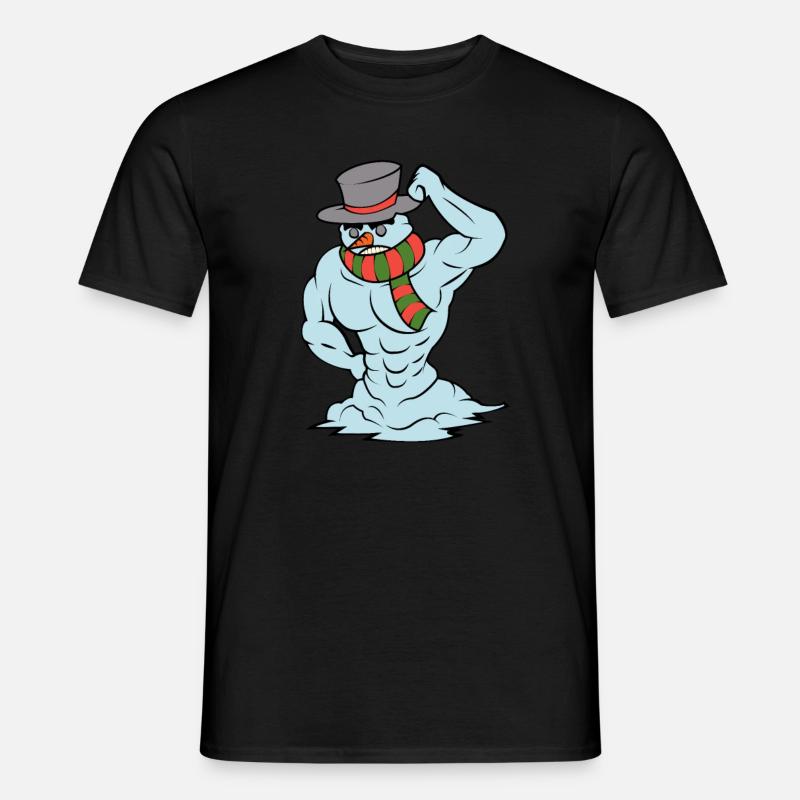 Schneemann Weihnachtsmann Bodybilding Geschenk - Männer T-Shirt - Schwarz