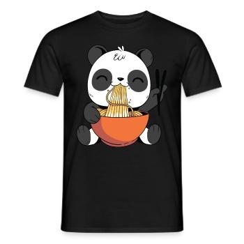 Cute Panda Eating Ramen - Men's T-Shirt - black - Front - AI Model Male 178 light (178cm)