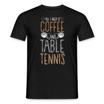 table tennis table tennis racket table tennis player - Men's T-Shirt - black - Front - AI Model Male 178 light (178cm)