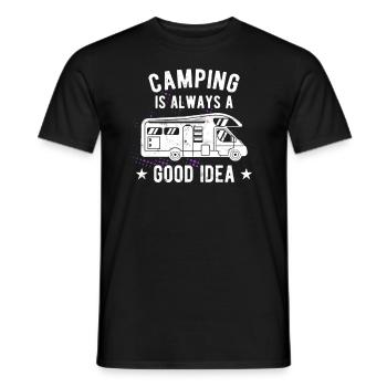 motorhome funny campsite motif motorhome - Men's T-Shirt - black - Front - AI Model Male 178 light (178cm)