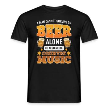 Mens Beer und Country Music Design Country Music - Männer T-Shirt - Schwarz - Vorne - AI Model Male 178 light (178cm)