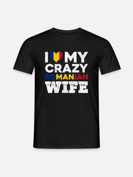 Mens Roemeense druk | Ik hou van Mijn Gekke Roemeen - Heren T-shirt - zwart