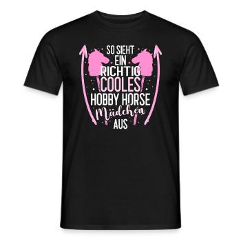 Hobby Horse Mädchen Hobbyhorsing Pferd Geschenk - Männer T-Shirt - Schwarz - Vorne - AI Model Male 178 light (178cm)