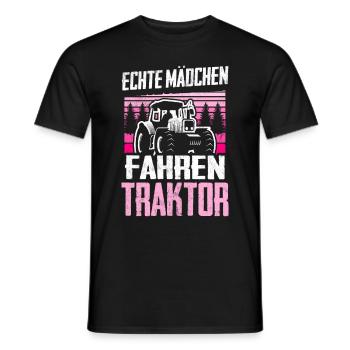 Echte Mädchen Fahren Traktor Trecker Geschenk - Männer T-Shirt - Schwarz - Vorne - AI Model Male 178 light (178cm)