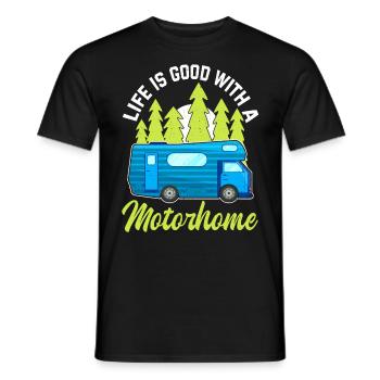 Camper Life is Good Motorhome Camping - Men's T-Shirt - black - Front - AI Model Male 178 light (178cm)