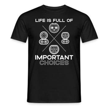 Prise pour véhicule électrique Chargement du - T-shirt homme - noir - Devant - AI Model Male 178 light (178cm)