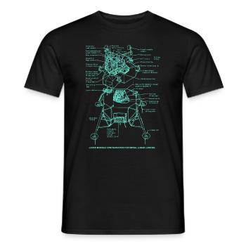 Retro Old School Lunar Lander Apollo Moon Landing - Men's T-Shirt - black - Front - AI Model Male 178 light (178cm)