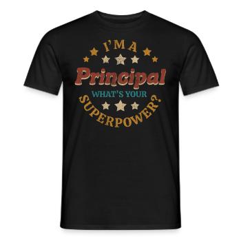 Chez un directeur Quelle est votre super école Super Superpower - T-shirt homme - noir - Devant - AI Model Male 178 light (178cm)