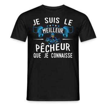 Pêcheur idée cadeau pêche citations humour passion - T-shirt homme - noir - Devant - AI Model Male 178 light (178cm)