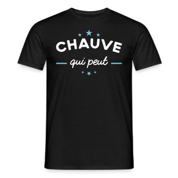 Chauve, idée cadeau humour cheveux calvitie - T-shirt homme - noir - Devant - AI Model Male 178 light (178cm)