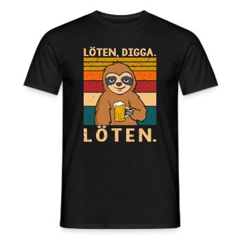Löten Digga Löten Faultier Spruch Bier Saufen - Männer T-Shirt - Schwarz - Vorne - AI Model Male 178 light (178cm)