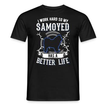 Chien de traîneau de travail Samoyède - T-shirt homme - noir - Devant - AI Model Male 178 light (178cm)