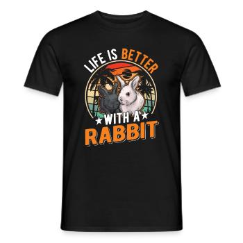 Life is better with a Rabbit Häschen Kaninchen - Men's T-Shirt - black - Front - AI Model Male 178 light (178cm)