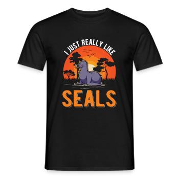 J’aime vraiment Seal Sea Lion Seal - T-shirt homme - noir - Devant - AI Model Male 178 light (178cm)