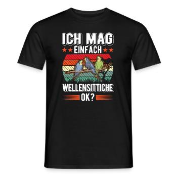 Ich mag einfach Wellensittiche Welli - Männer T-Shirt - Schwarz - Vorne - AI Model Male 178 light (178cm)