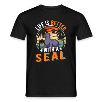 La vie est meilleure avec un phoque phoque lion - T-shirt homme - noir - Devant - AI Model Male 178 light (178cm)