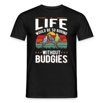 Budgerigar Gift Welli Parakeet - Men's T-Shirt - black - Front - AI Model Male 178 light (178cm)