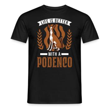 Life is better with a Podenco Spanish Greyhound - Men's T-Shirt - black - Front - AI Model Male 178 light (178cm)