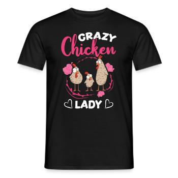 Crazy Chicken lady chicken owner - Men's T-Shirt - black - Front - AI Model Male 178 light (178cm)