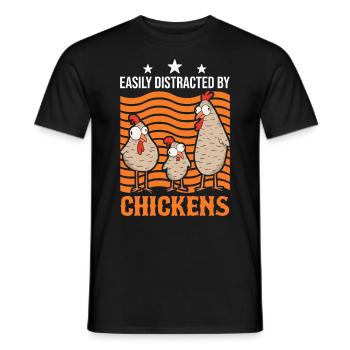 Facilement distrait par Chickens Hühner - T-shirt homme - noir - Devant - AI Model Male 178 light (178cm)