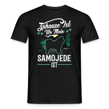 Zuhause ist wo mein Samojede ist Samojede - Männer T-Shirt - Schwarz - Vorne - AI Model Male 178 light (178cm)
