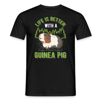 La vie est meilleure avec un cochon d’Inde Meerschweinchen - T-shirt homme - noir - Devant - AI Model Male 178 light (178cm)