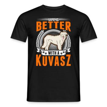 La vie est meilleure avec un chien Kuvasz - T-shirt homme - noir - Devant - AI Model Male 178 light (178cm)