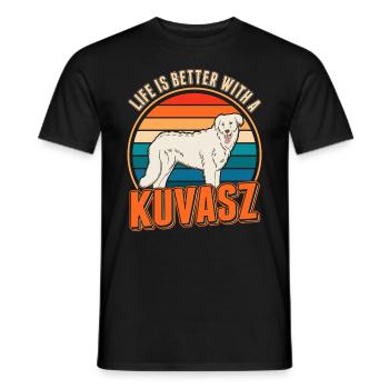 La vie est meilleure avec un chien Kuvasz - T-shirt homme - noir - Devant - AI Model Male 178 light (178cm)