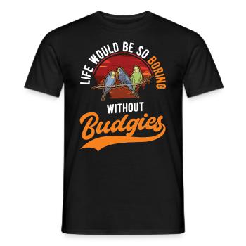 Budgerigar Gift Welli Parakeet - Men's T-Shirt - black - Front - AI Model Male 178 light (178cm)