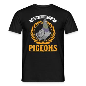 Easily distracted by Pigeons Pigeon - Men's T-Shirt - black - Front - AI Model Male 178 light (178cm)