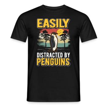 Easily distracted by Penguins Pinguin - Männer T-Shirt - Schwarz - Vorne - AI Model Male 178 light (178cm)