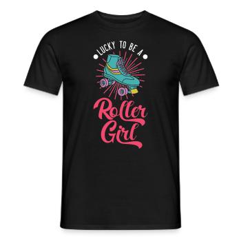 Lucky to be a Roller Girl Roller Skates - Men's T-Shirt - black - Front - AI Model Male 178 light (178cm)