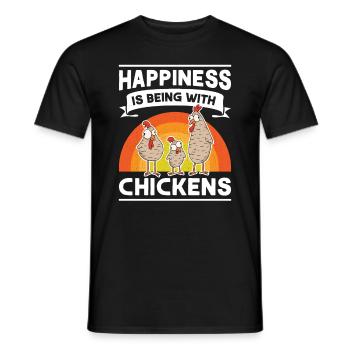 Le bonheur, c’est d’être avec Chickens Hühner - T-shirt homme - noir - Devant - AI Model Male 178 light (178cm)